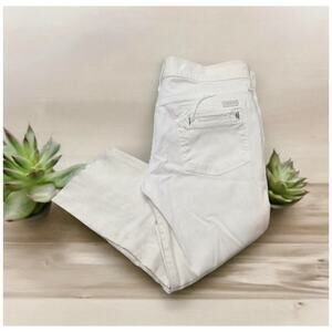 7 For All Mankind white slim jean custom distressed Raw Hem Cropped Size‎ 28